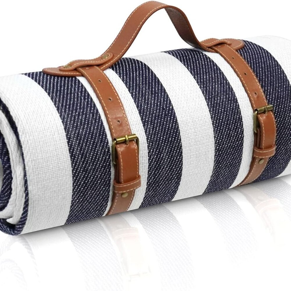 80”x 80” Picnic Blanket Extra Large, Waterproof and Foldable Beach Blanket, 3-La